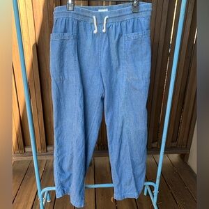 PACT Sailor Wide Leg Ankle Pants medium rise chambray Size L